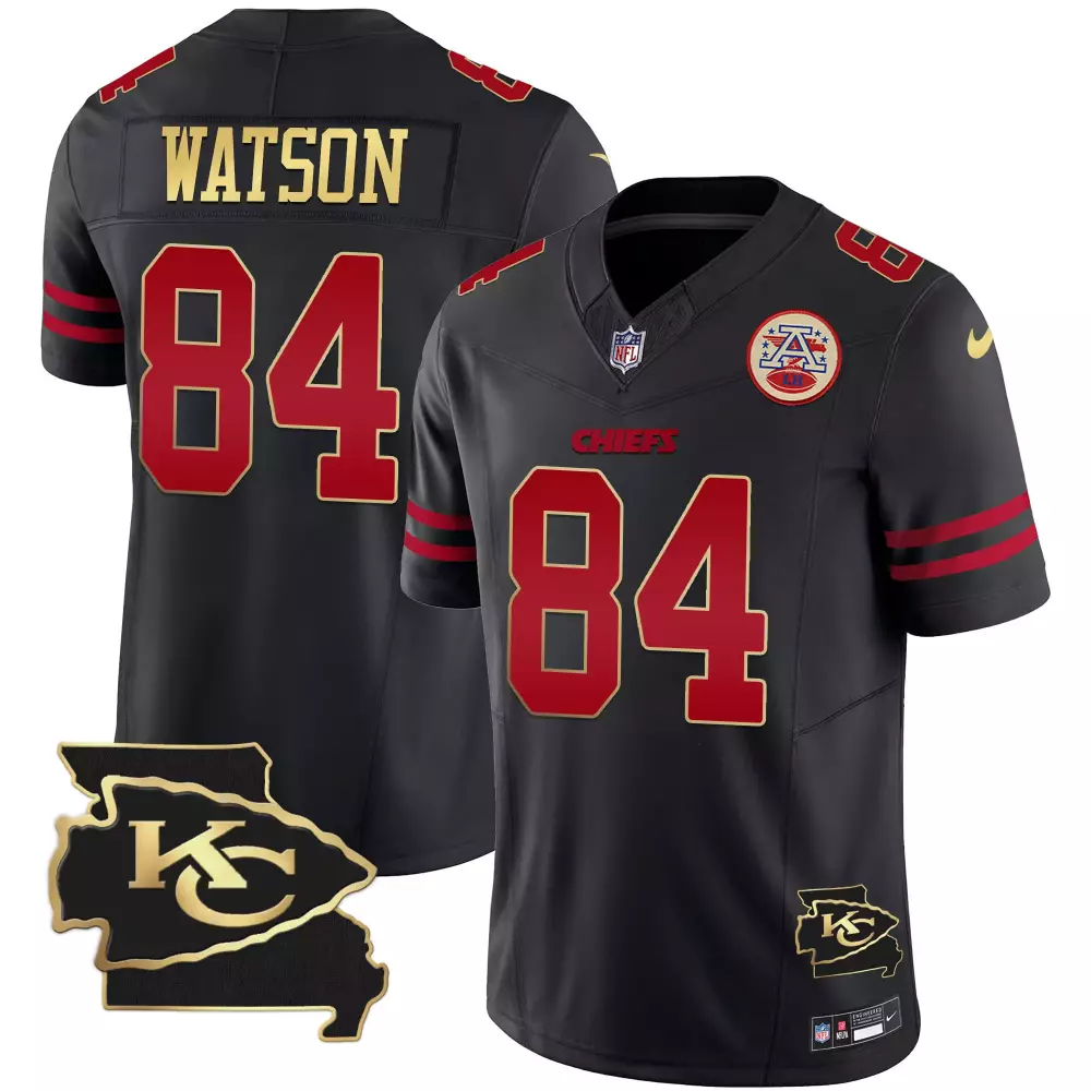 Tre Watson 84 Chiefs Jersey Black Afl 50 Men Red Gold All Stitched Vapor