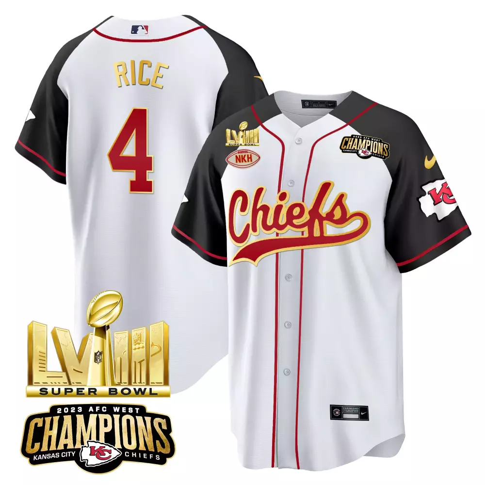 Rashee Rice 4 Kansas City Chiefs Jersey White Super Bowl Lvii 2023 AFC West Champions