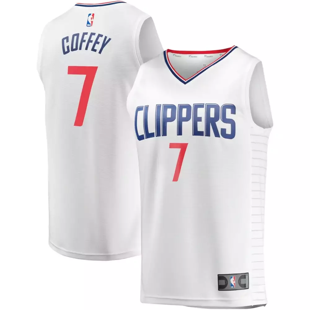 Amir Coffey 7 Clippers Jersey White Men Replica Blue Red