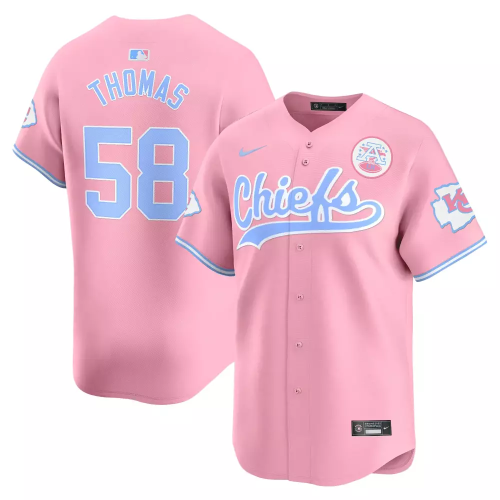 R Mason 58 Kansas City Chiefs Jersey Pink Men Alternate Light Blue All Stitched Vapor