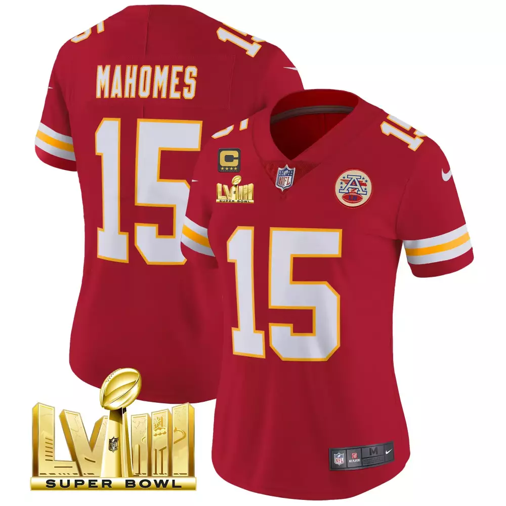 Patrick Mahomes 15 Jersey Red Super Bowl Lvii Kansas City Chiefs Champions Captain