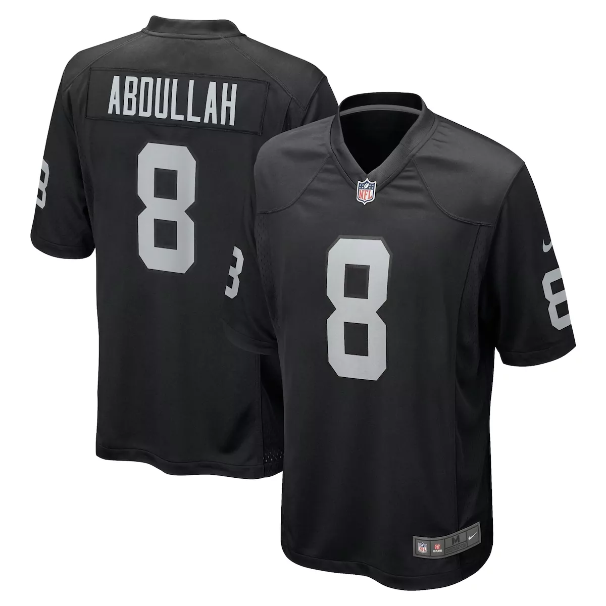 Ameer Abdullah 8 Jersey Black Las Vegas Raiders Men Replica White Silver Game