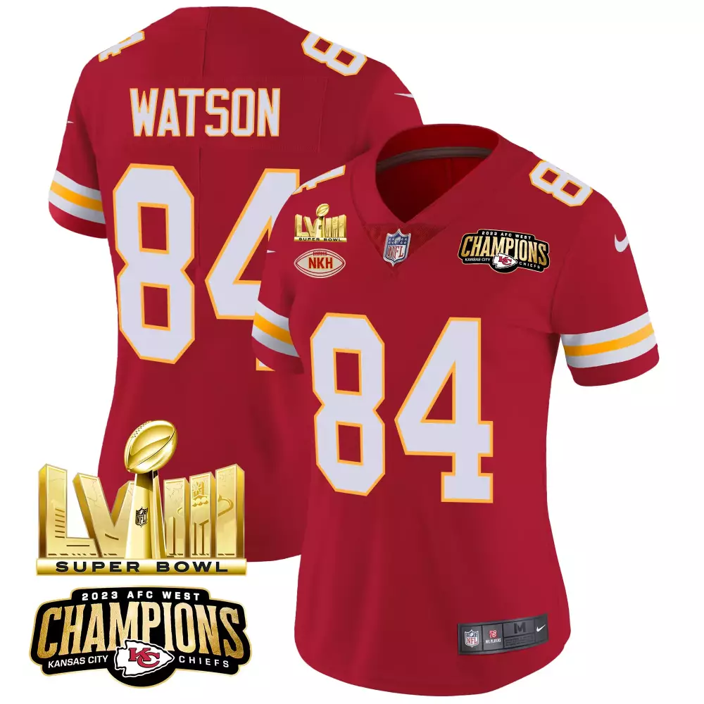 Tre Watson 84 Kansas City Chiefs Jersey Red Super Bowl Lvii Champions 2023 AFC West