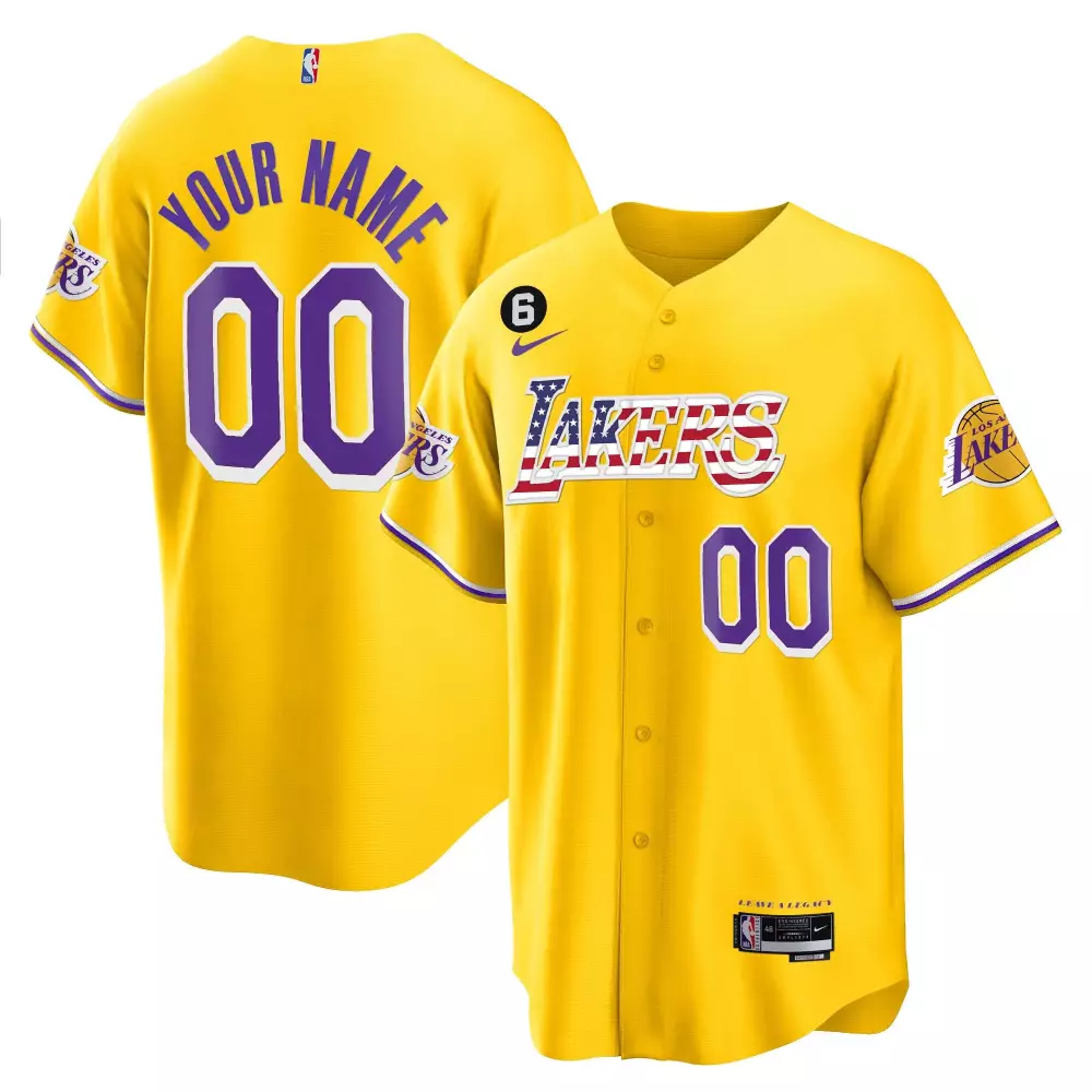 Custom Los Angeles Lakers Jersey Yellow NBA 75th Anniversary Men Purple White Red
