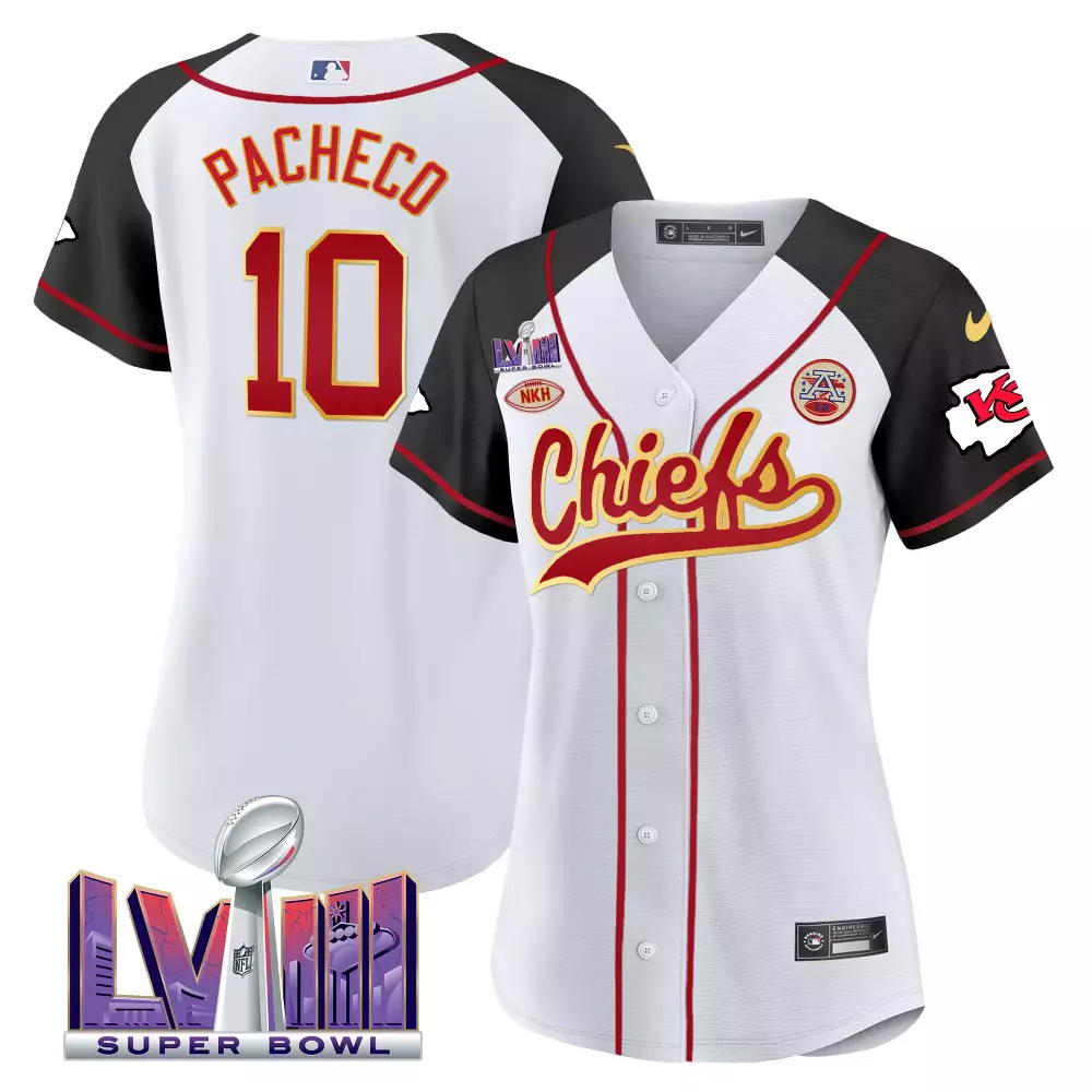 Isiah Pacheco 10 Chiefs Jersey White Super Bowl Lviii Nkh Men Split Red Black Stitched