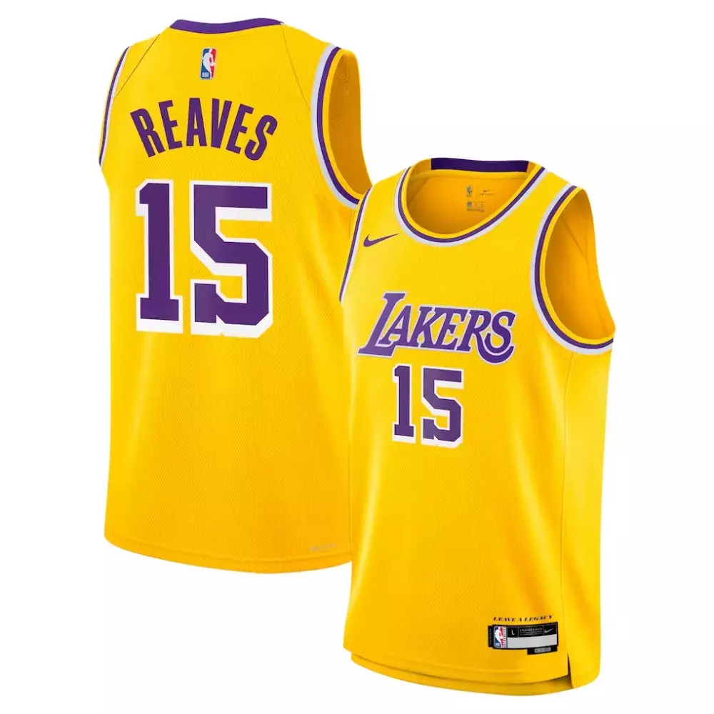 Austin Reaves 15 Lakers Jersey Yellow Men Purple White Swingman Icon