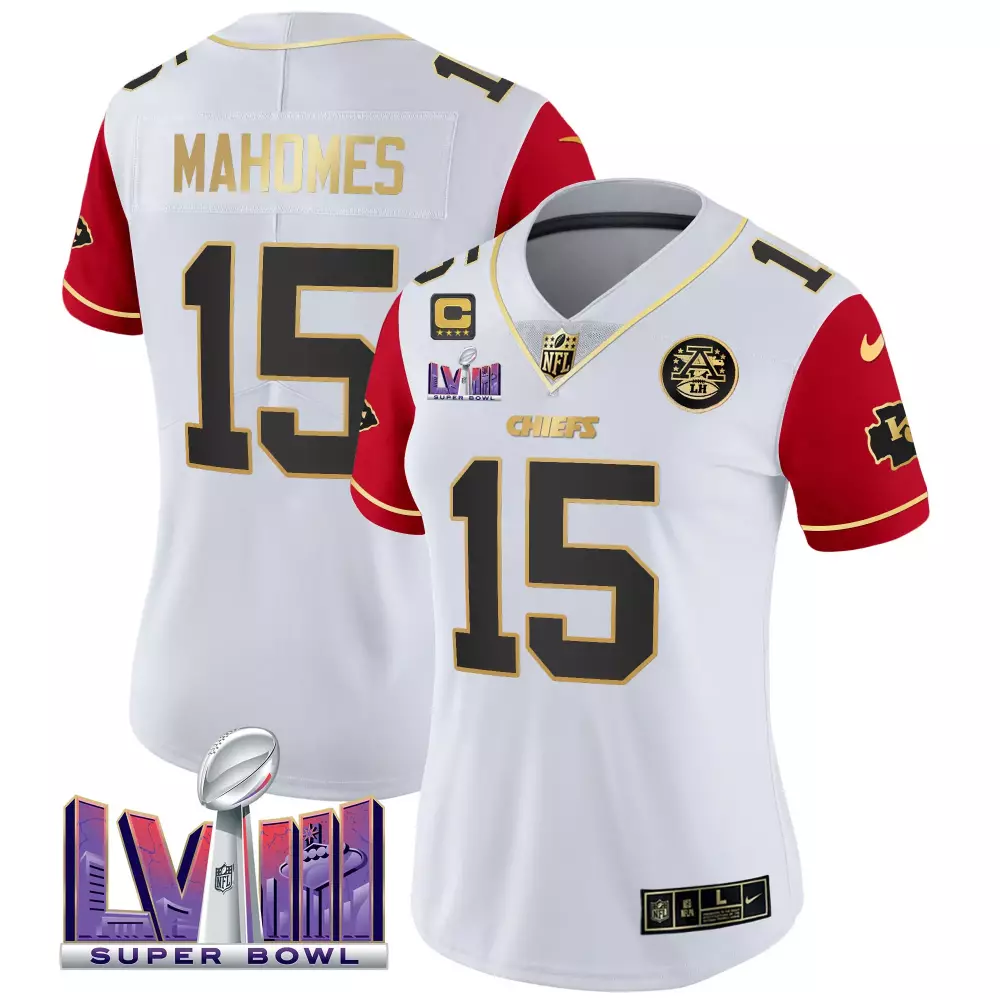 Patrick Mahomes 15 Chiefs Jersey White Super Bowl Lv Champions Women Alternate Red