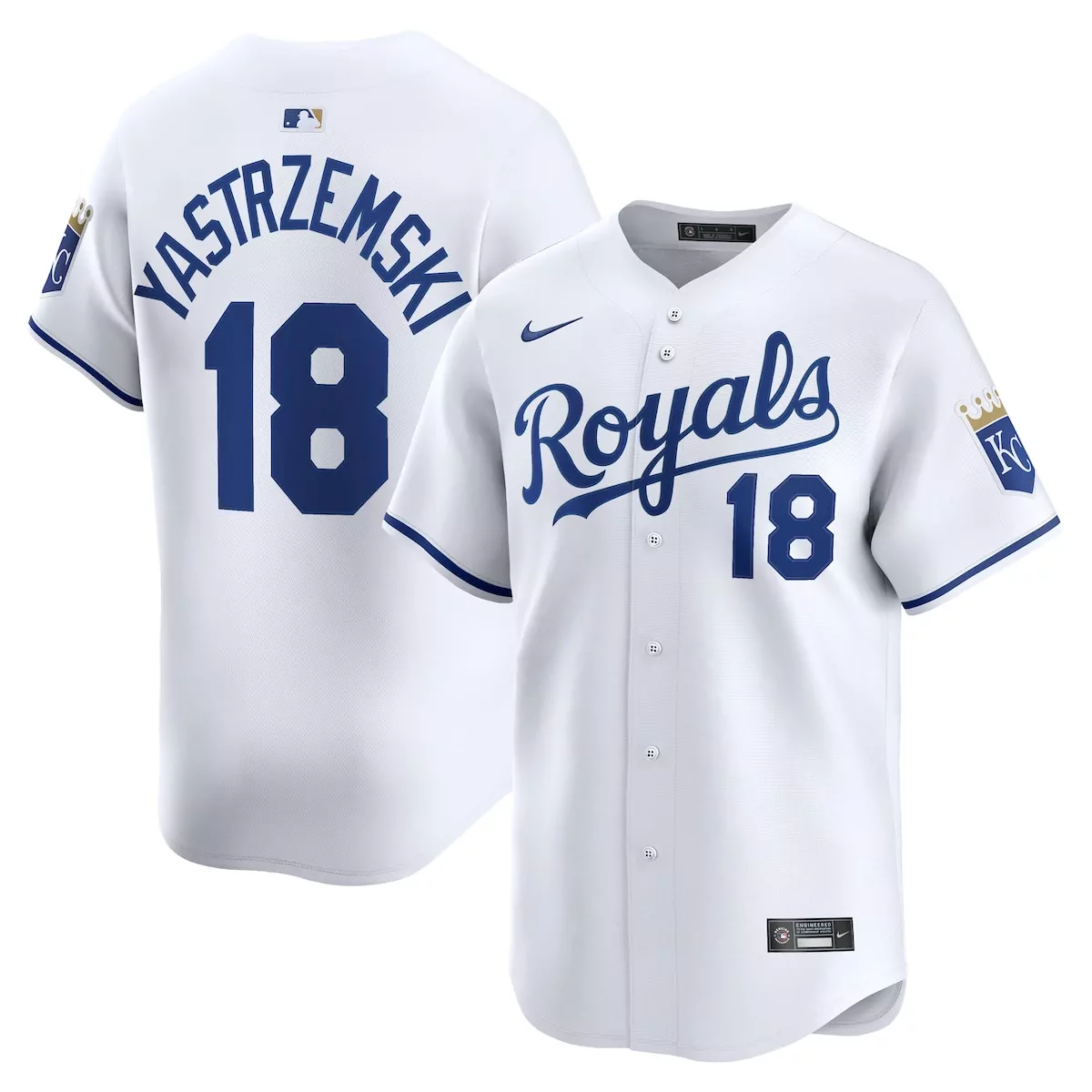 Mike Yastrzemski 18 Royals Jersey White Men Blue Home Limited