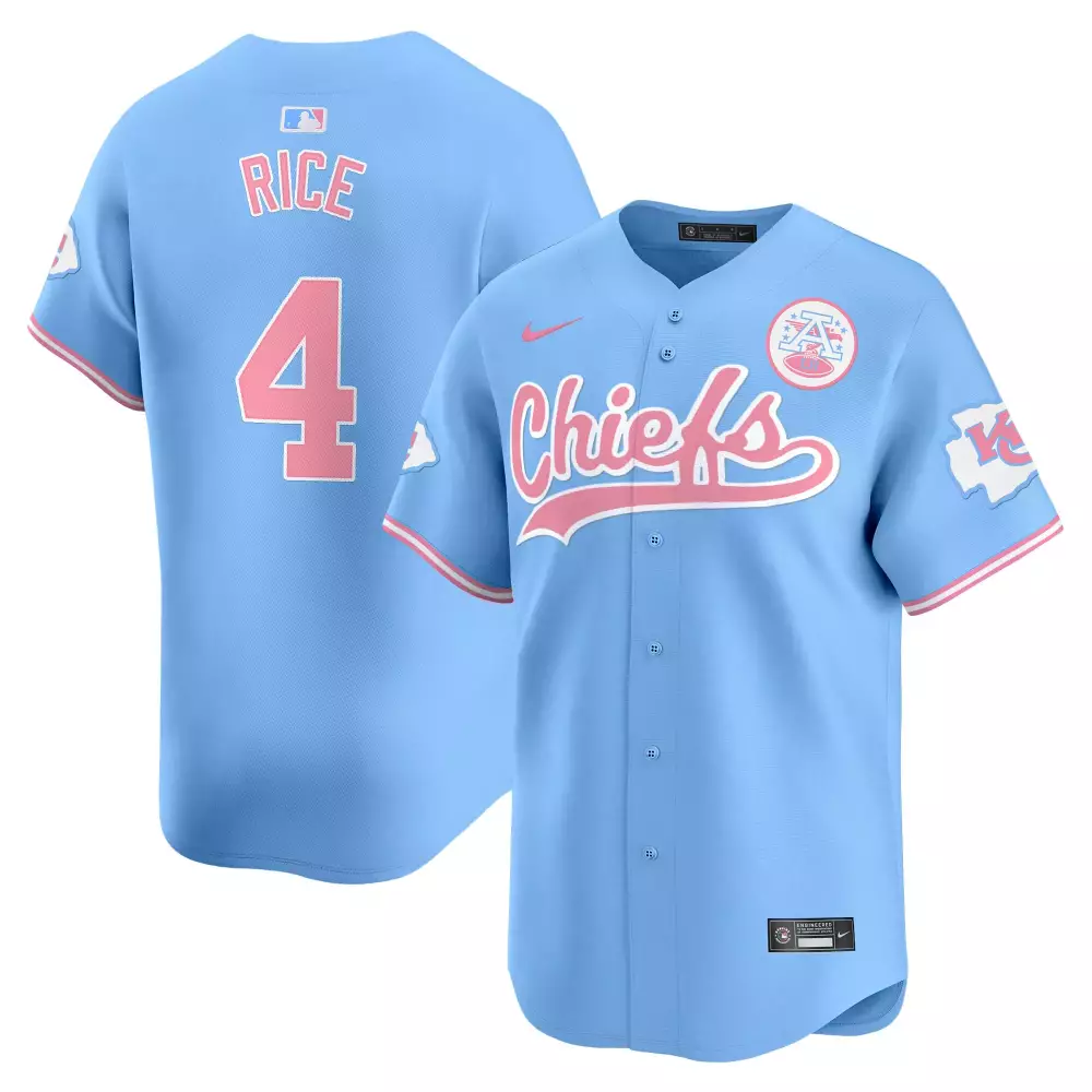 Rashee Rice 4 Kansas City Chiefs Jersey Light Blue Connect Men Pink White All Stitched