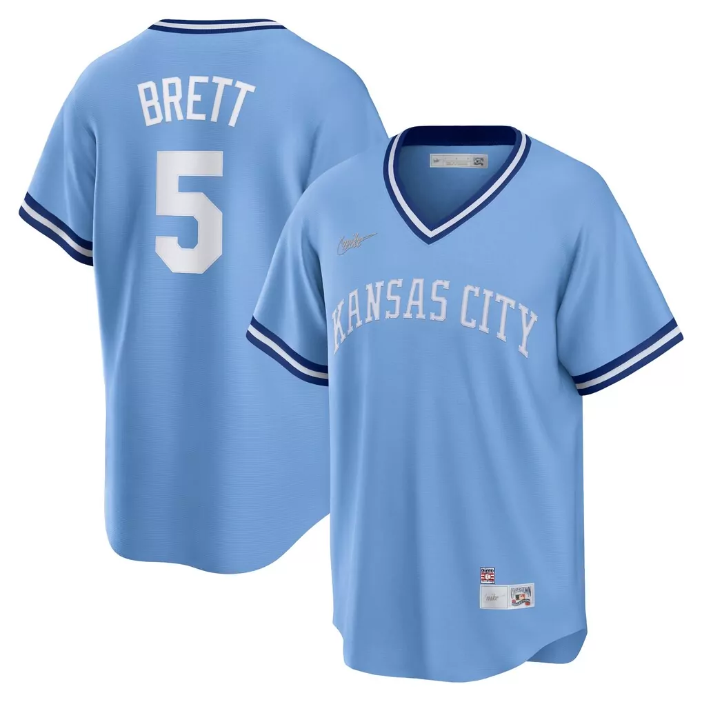 George Brett 5 Kansas City Royals Jersey Light Blue Men White Dark Cooperstown Collection