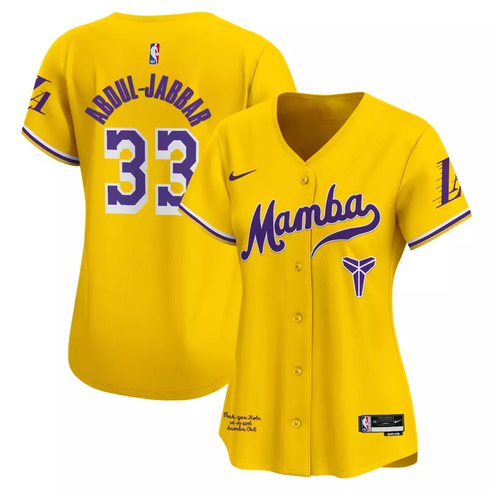 Kareem Abdul 33 Jersey Yellow Los Angeles Lakers Kobe Bryant Mamba Mentality Men
