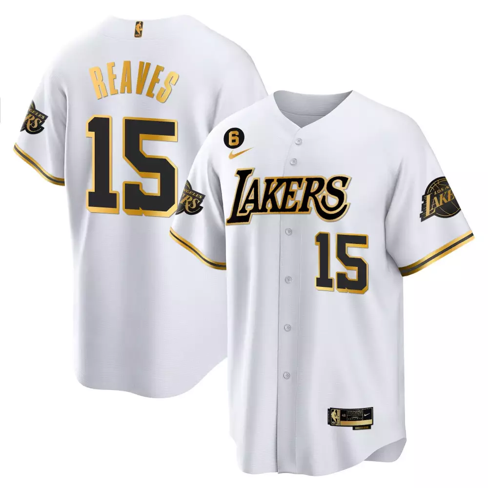 Austin Reaves 15 Jersey White Los Angeles Lakers Men Alternate Black Gold Stitched