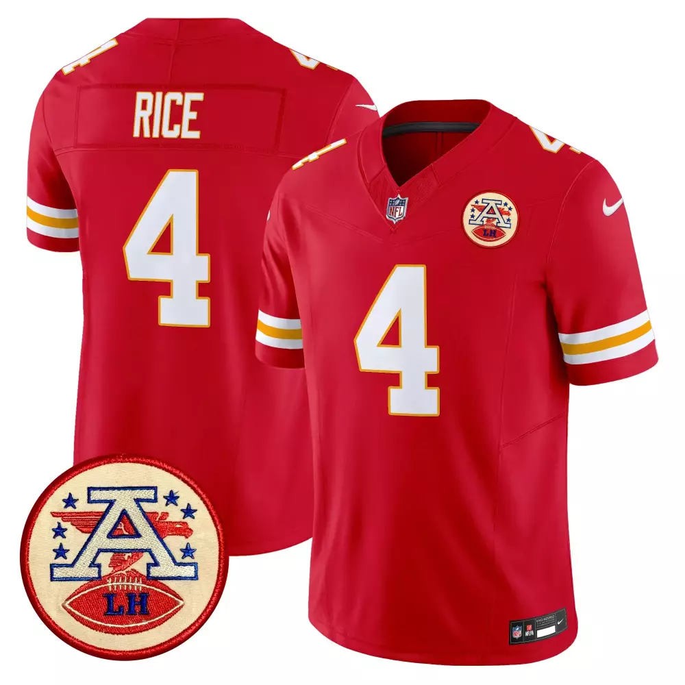 Rashee Rice 4 Kansas City Chiefs Jersey Red AFC Championship Lh Men White Gold Vapor