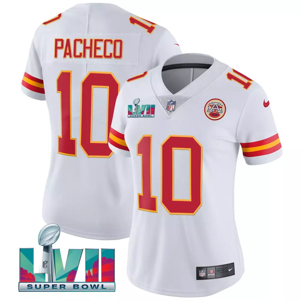 Isiah Pacheco 10 Jersey White Super Bowl Lvii Kansas City Chiefs 2022 Women Player