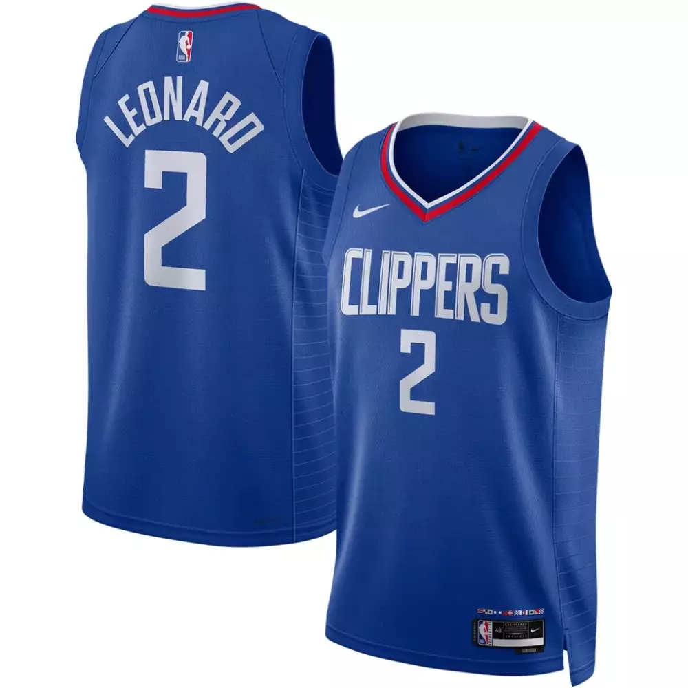 Kawhi Leonard 2 Clippers Jersey Blue Men White Red Unisex Swingman Icon