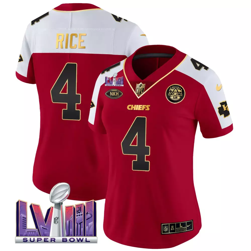 Rashee Rice 4 Chiefs Jersey Red Super Bowl Lv Nkh Lh Men Split Design White Gold