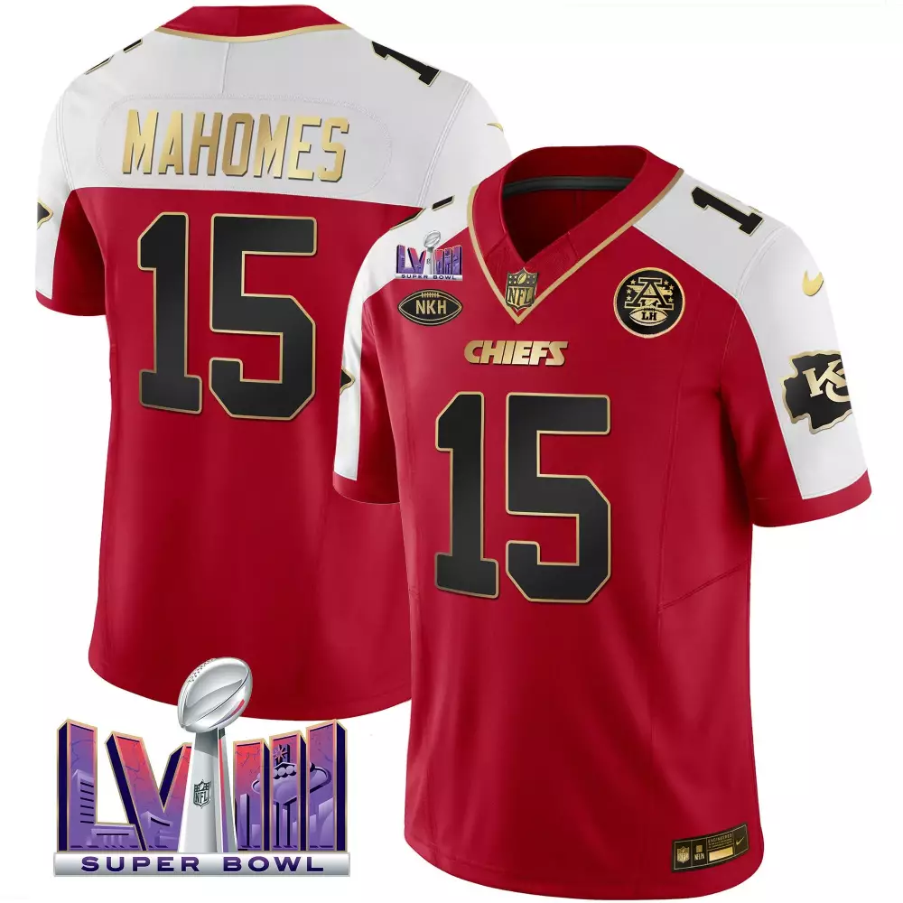 Patrick Mahomes 15 Chiefs Jersey Red Super Bowl Lv Nkh Men Player White Gold Alternate