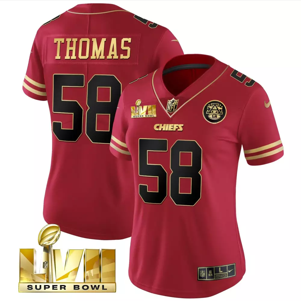 Thomas Lvii 58 Chiefs Jersey Red Super Bowl Lviii Men Player Gold All Stitched Vapor