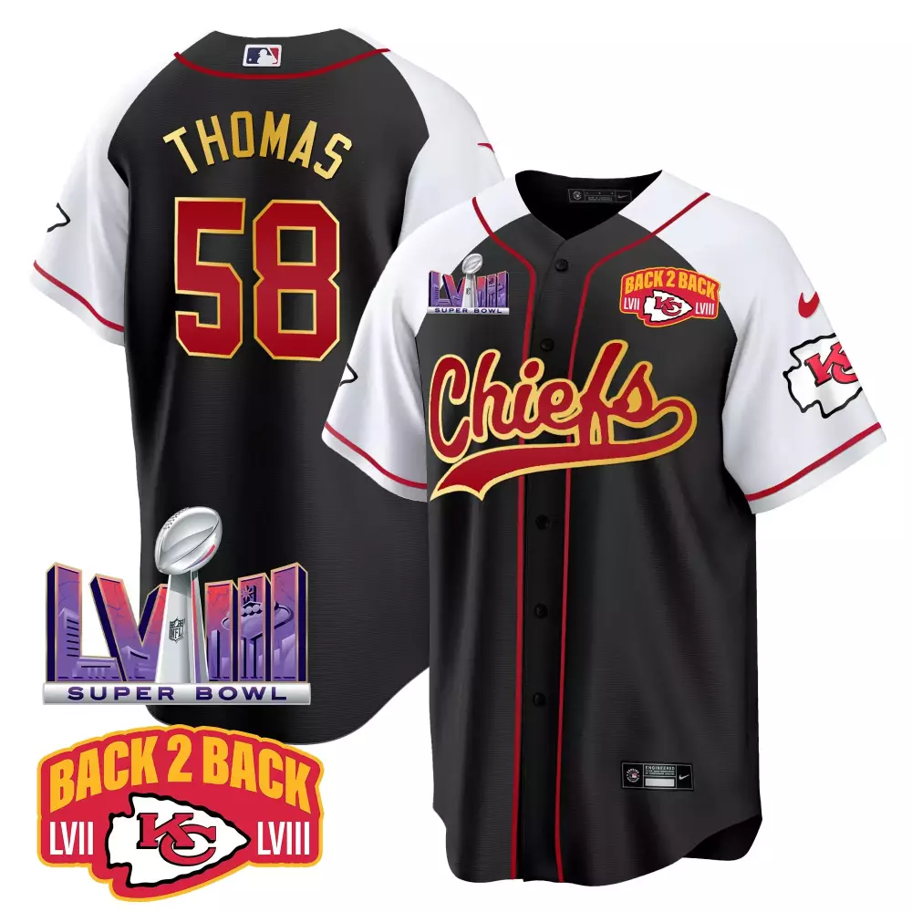 Thomas Back 58 Kansas City Chiefs Jersey Black Super Bowl Champions Lvii Lviii Men