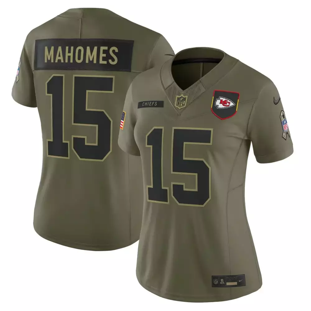 Patrick Mahomes 15 Jersey Olive Salute To Service Kansas City Chiefs Us Flag Men