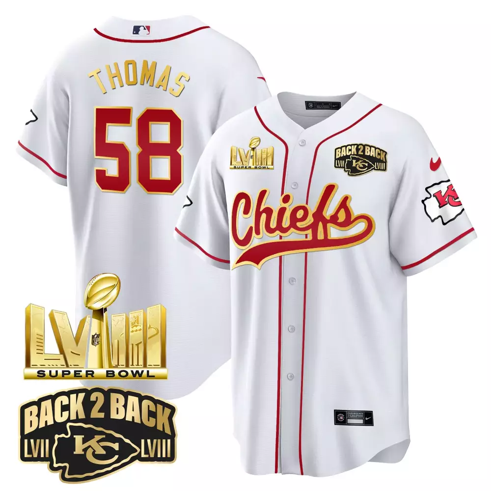 Thomas Lvii 58 Chiefs Jersey White Super Bowl Lviii Champions 2023 Men Red Gold All