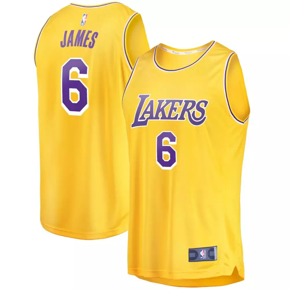 Lebron James 6 Lakers Jersey Yellow Men Purple Replica Icon