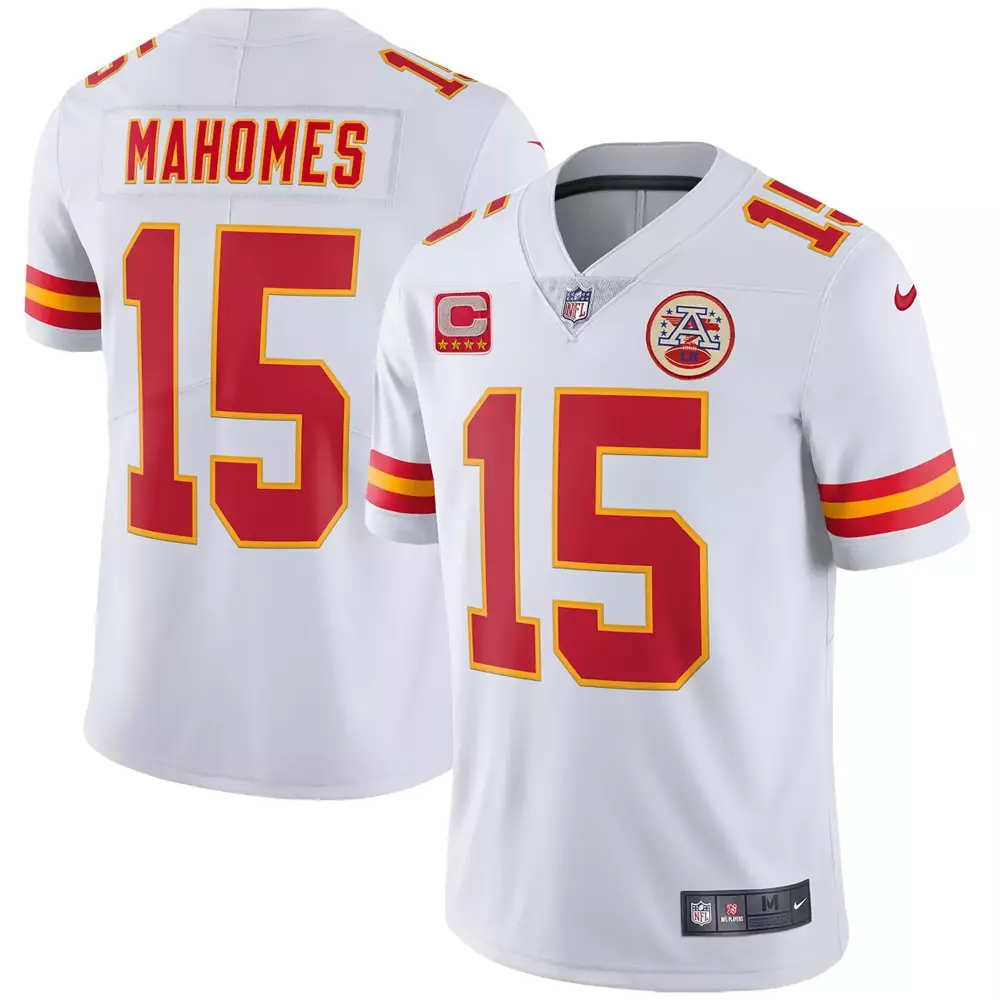 Patrick Mahomes 15 Jersey White Kansas City Chiefs Apparel Men Standard Alternate
