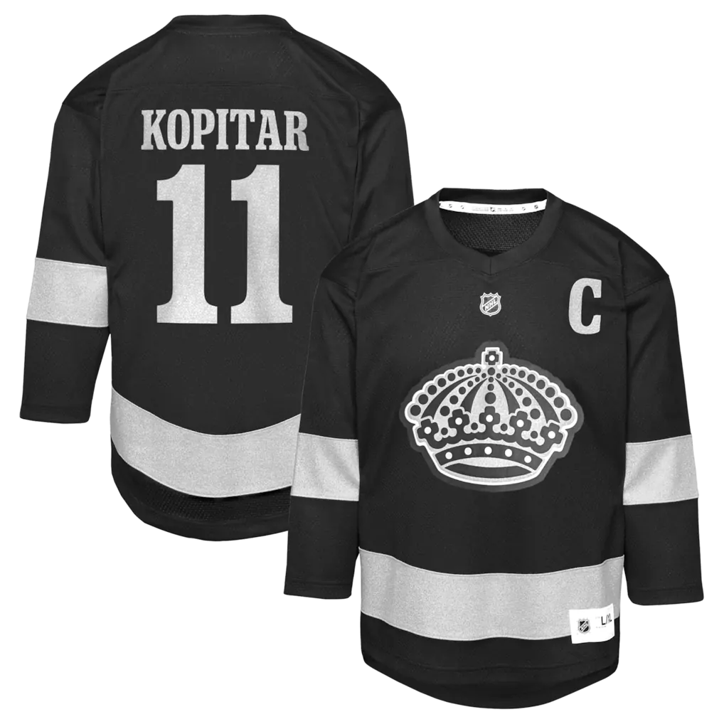 Anze Kopitar 11 Los Angeles Kings Jersey Black Men Silver Alternate Replica