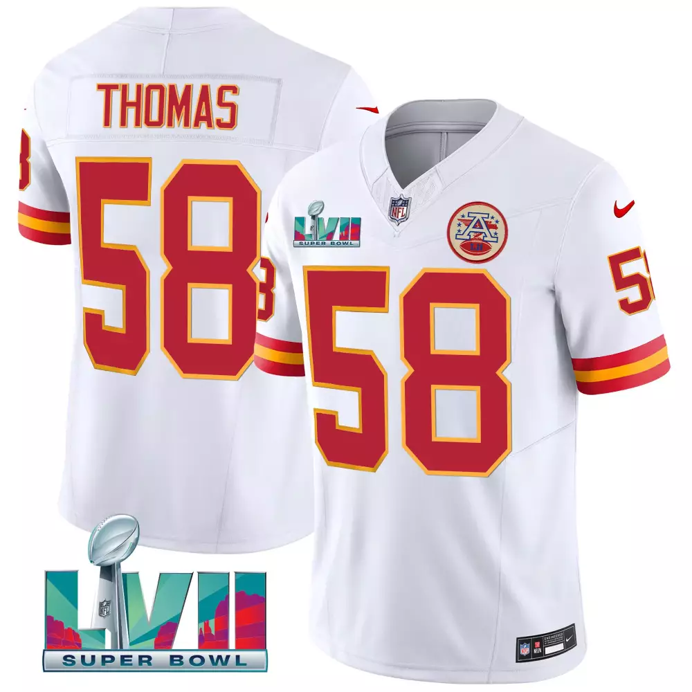 Thomas Lvii 58 Kansas City Chiefs Jersey White Super Bowl Champions 2022 Men Authentic