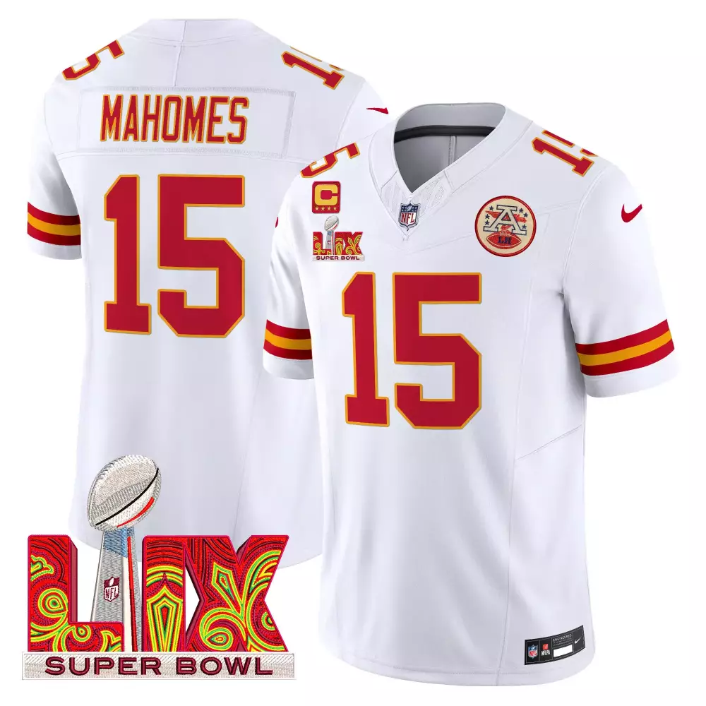 Patrick Mahomes 15 Jersey White Super Bowl Lvii Kansas City Chiefs 2022 Men Game