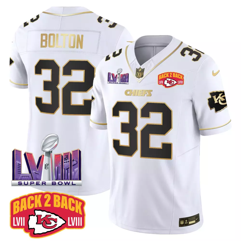 Nick Bolton 32 Chiefs Jersey White Super Bowl Lvii Lviii 2023 Men Player Black Gold