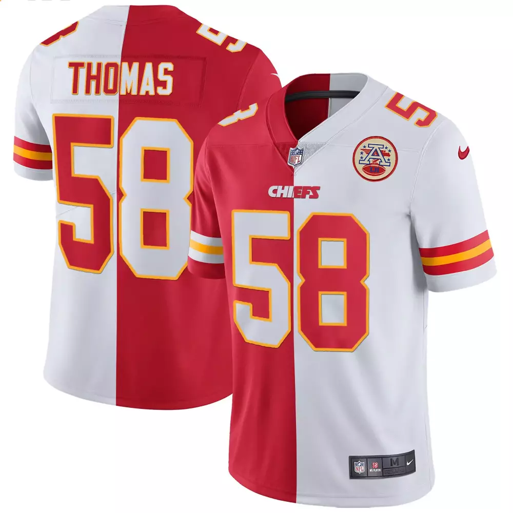 R Mason 58 Chiefs Jersey Red Afl 100 Men Split Design White Yellow All Stitched Vapor