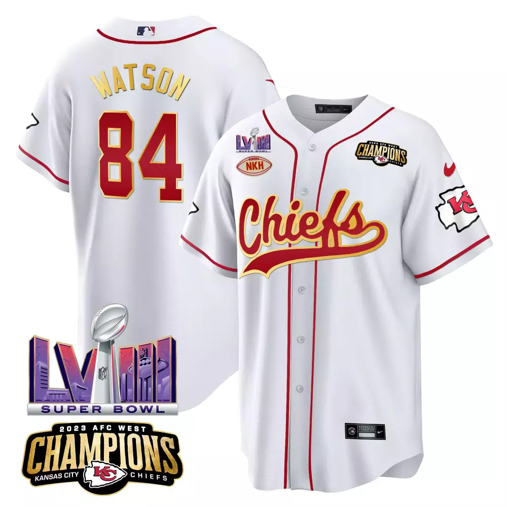 Tre Watson 84 Kansas City Chiefs Jersey White Super Bowl Champions Lviii AFC West 2023