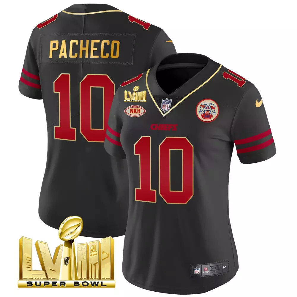 Isiah Pacheco 10 Chiefs Jersey Black Super Bowl Lviii Nkh Men Red Gold All Stitched