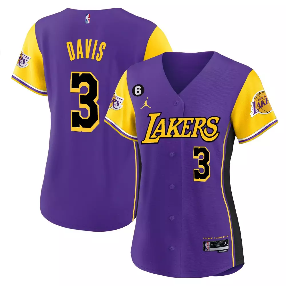 Anthony Davis 3 Jersey Purple Los Angeles Lakers Men Yellow Black Stitched All Vapor