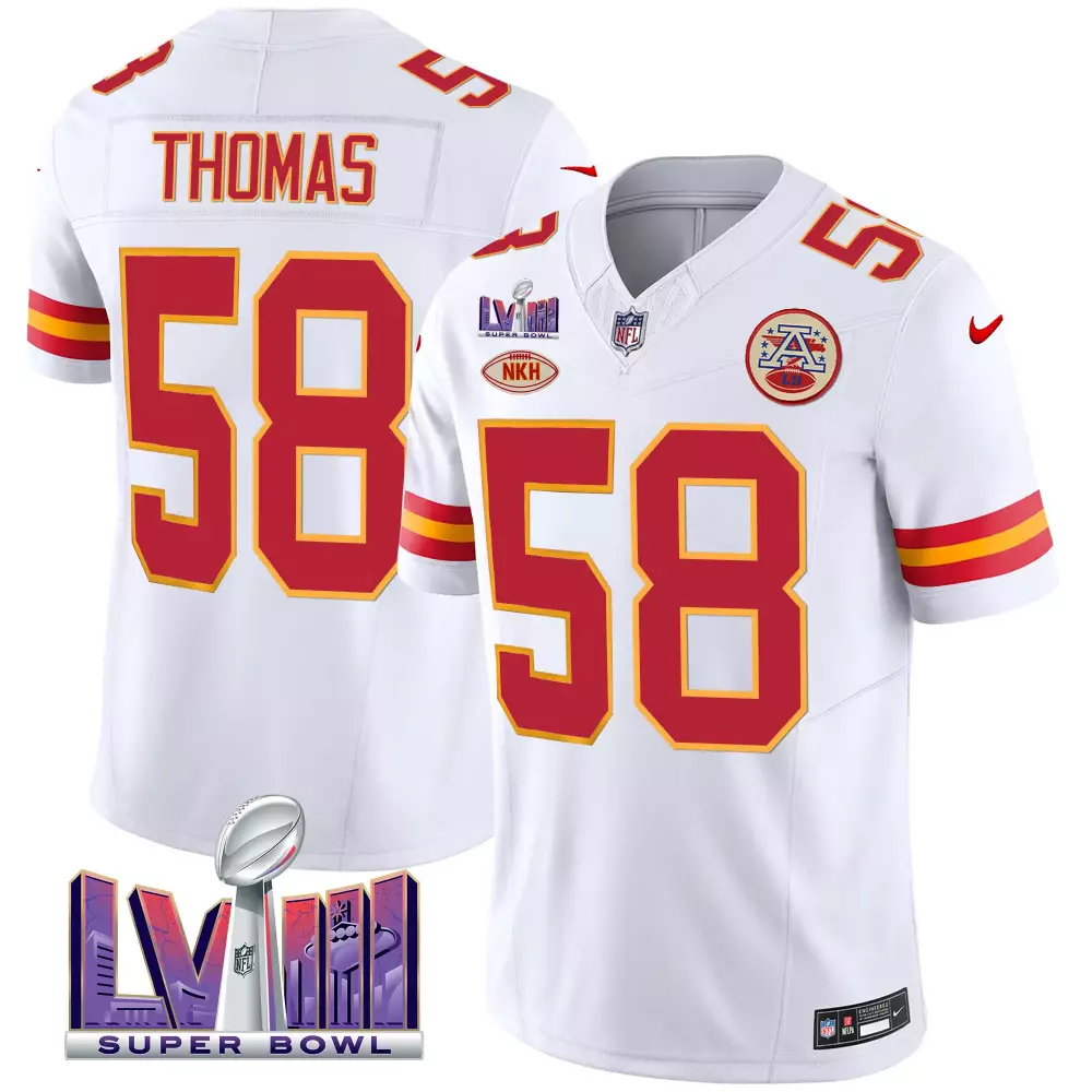R Mason 58 Kansas City Chiefs Jersey White Super Bowl Lvii Nkh 2022 Men NFL Alternate