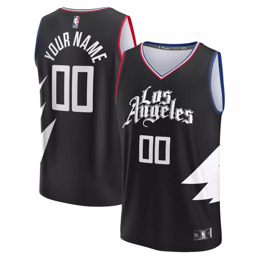 Custom Los Angeles Clippers Jersey Black Men White Red Blue Replica