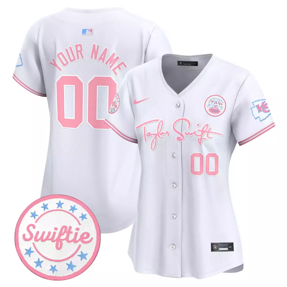 Custom Kansas City Royals Jersey White Taylor Swift Swiftie Women Pink Blue All Stitched