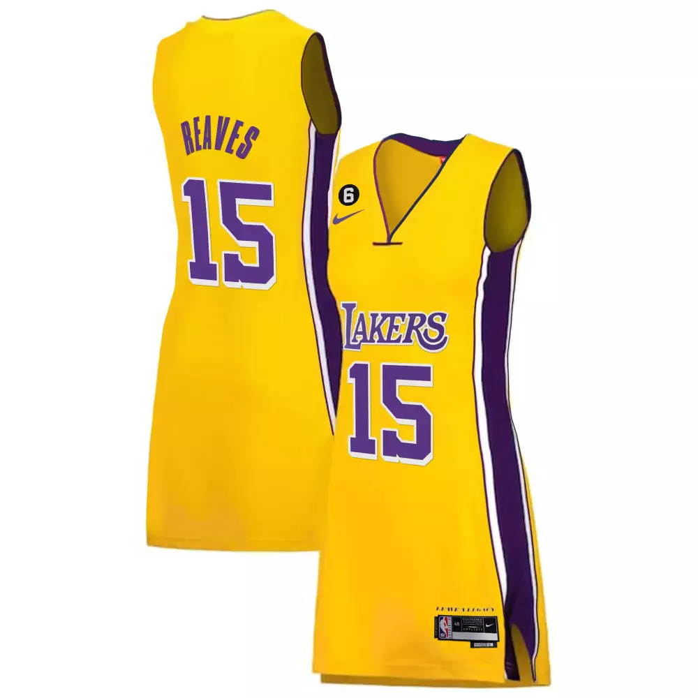 Austin Reaves 15 Lakers Jersey Yellow Women Dress Purple White All Stitched Vapor