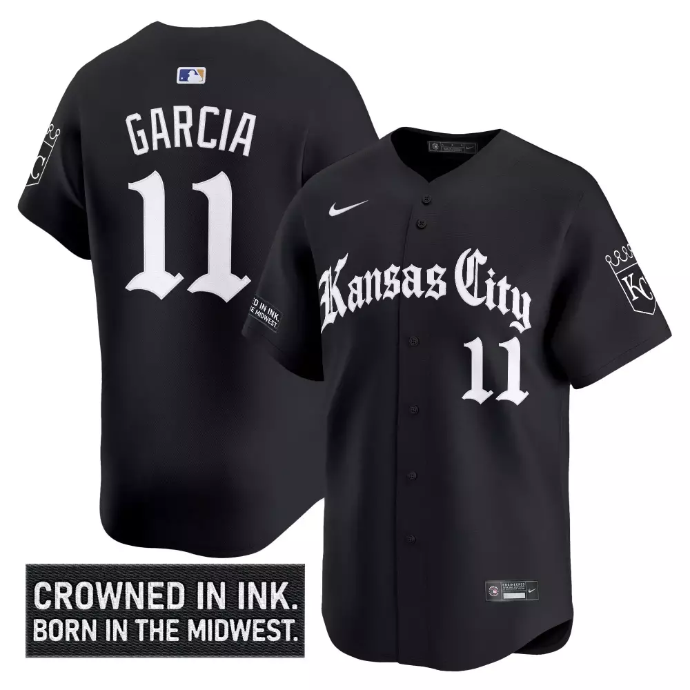 Garcia Crowned 11 Jersey Black City Connect Kansas Royals Men White Vapor