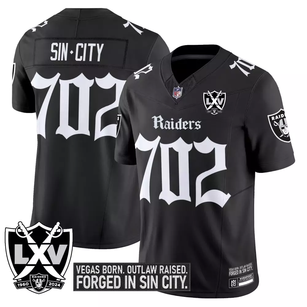Sin City Las Vegas Raiders Jersey Black 2024 Men Official Custom Design White Stitched