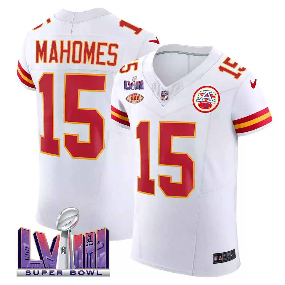 Patrick Mahomes 15 Jersey White Super Bowl Lvii Kansas City Chiefs Nkh 2022 Men Player