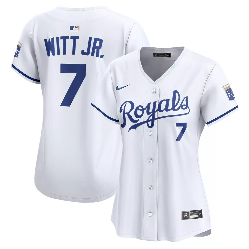 Bobby Witt Jr. 7 Royals Jersey White Men Blue Home Limited