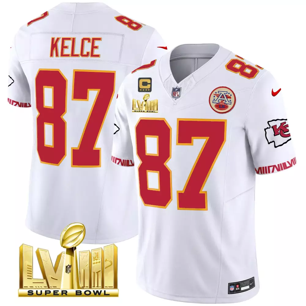 Travis Kelce 87 Jersey White Super Bowl Lvii Champions Kansas City Chiefs Men Player