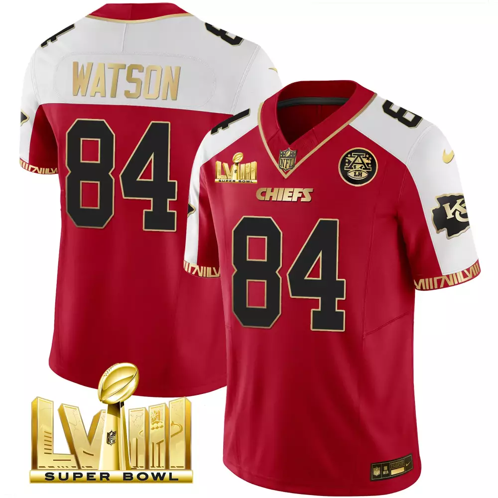 Tre Watson 84 Chiefs Jersey Red Super Bowl Lviii 2023 Men NFL Alternate Split Design