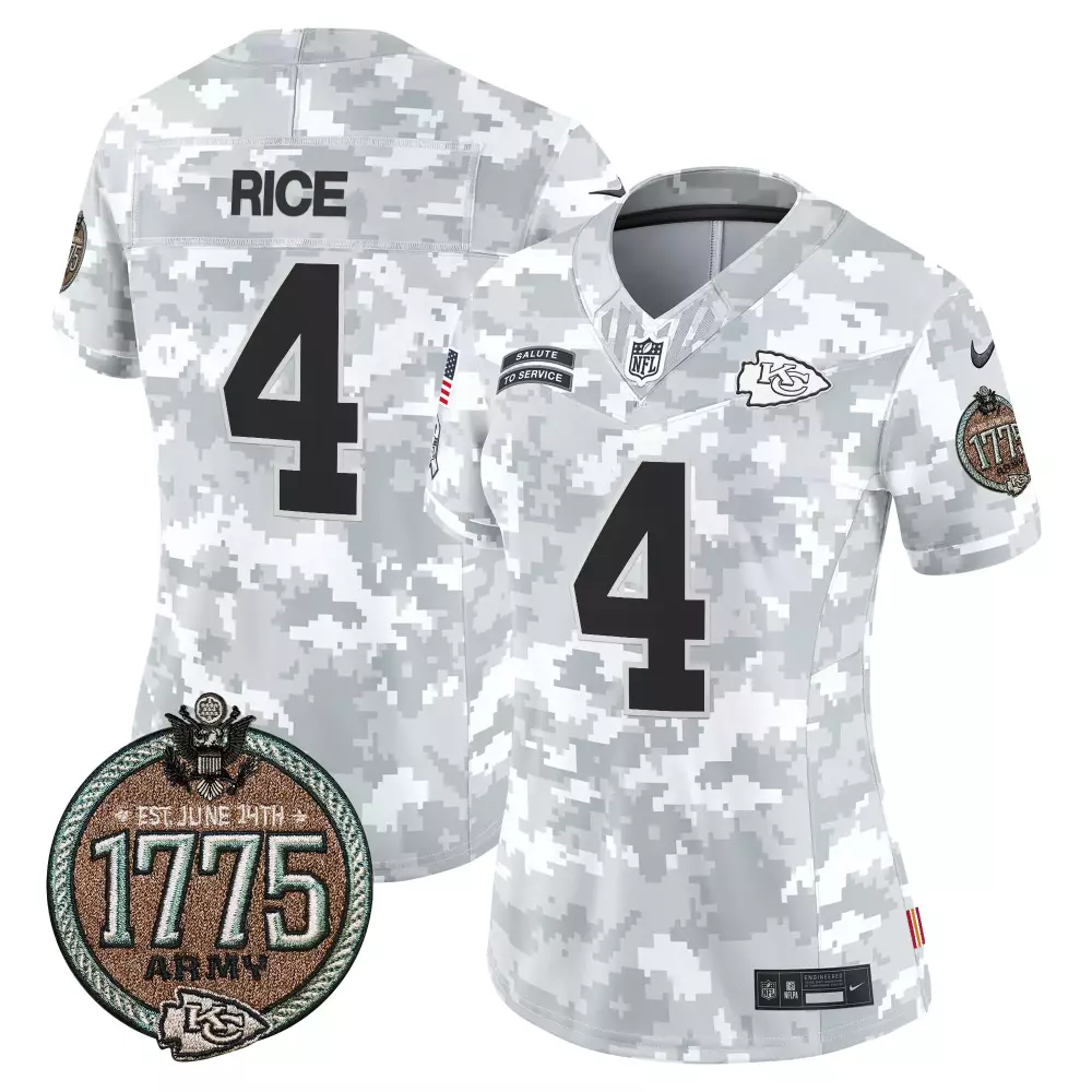 Rashee Rice 4 Kansas City Chiefs Jersey White Salute To Service 1775 Army June 14th