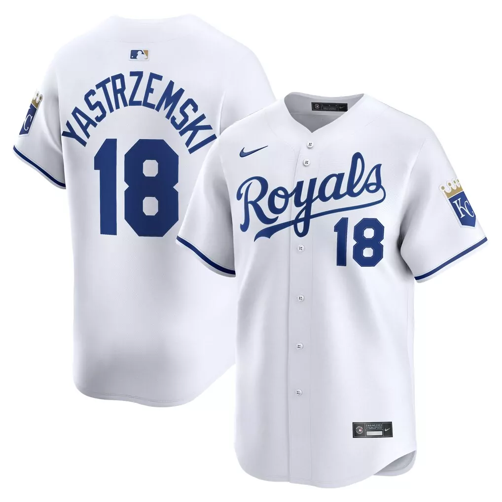 Mike Yastrzemski 18 Royals Jersey White Men Blue Home Limited