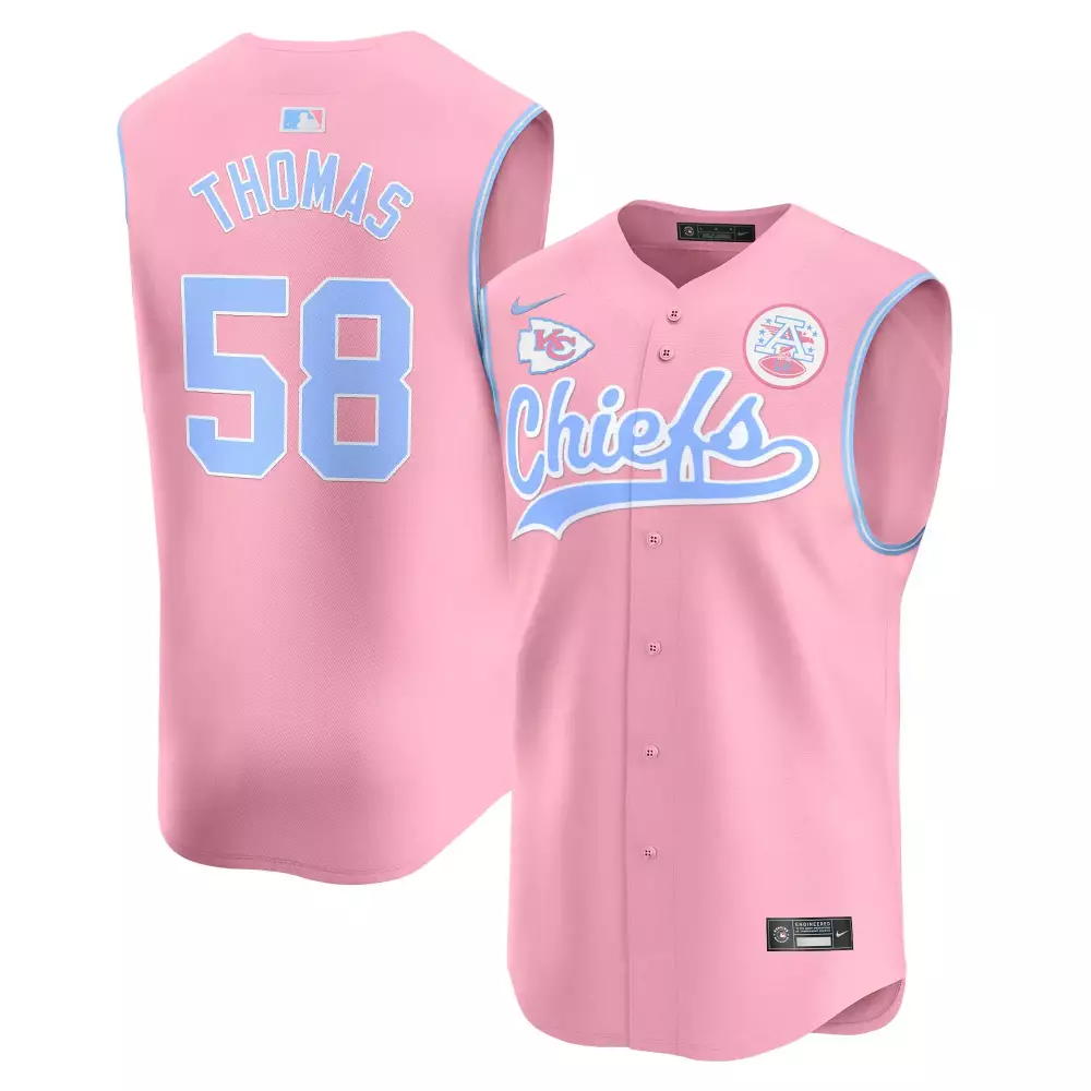 R Mason 58 Kansas City Chiefs Jersey Pink Men Alternate Light Blue All Stitched Vapor