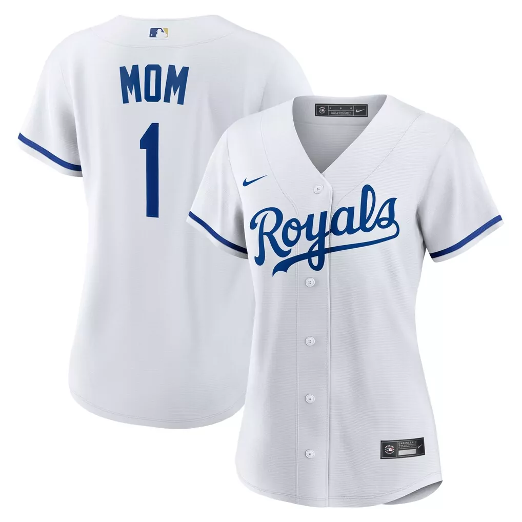 Mom 1 Royals Jersey White Women Replica Royal Blue Home