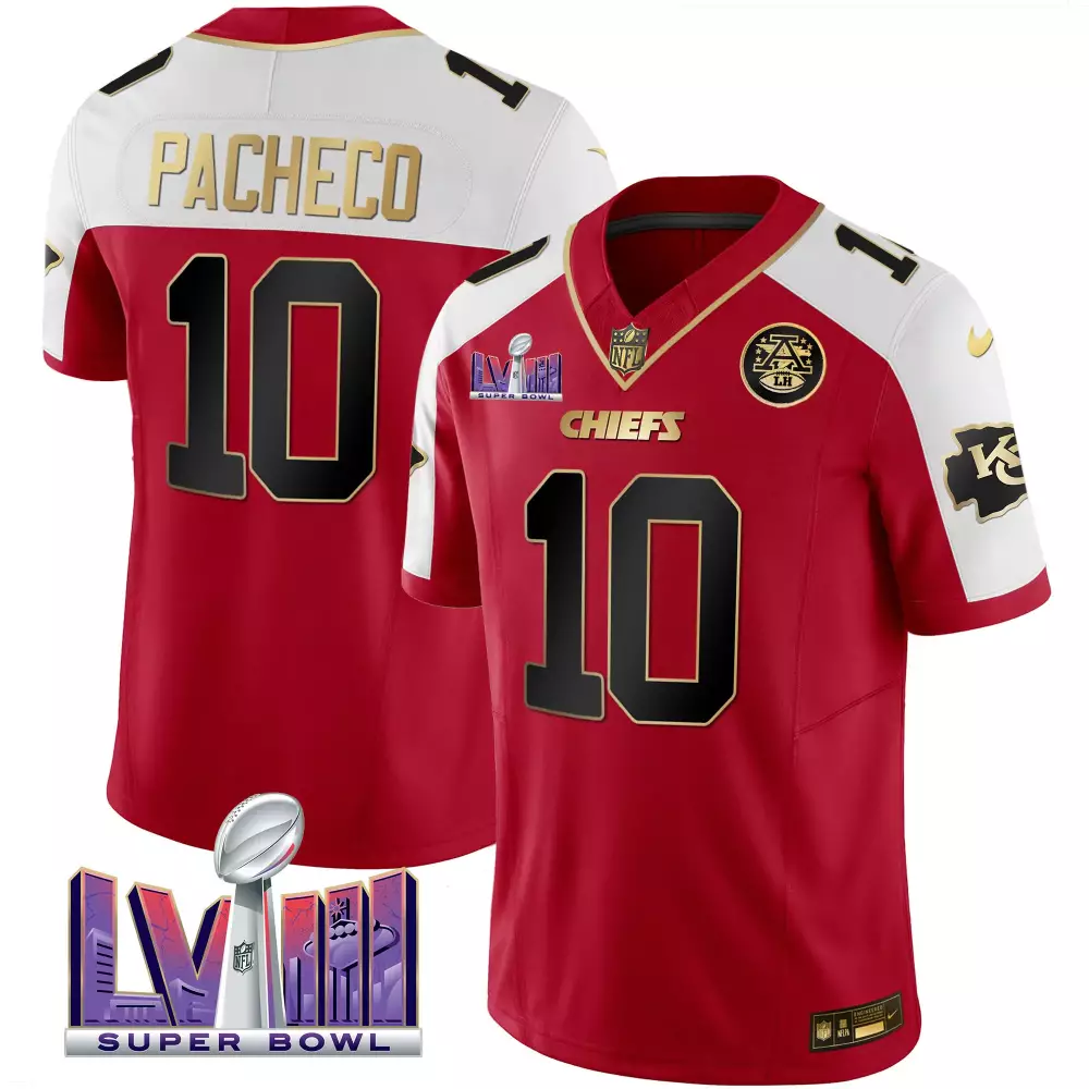 Pacheco Male 10 Chiefs Jersey Red Super Bowl Lvii 2023 Men White Gold Black All Stitched